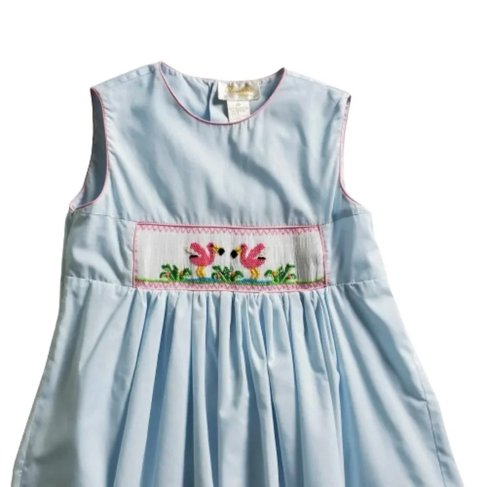 Rosalina Smocked Flamingo Dress Size 6 Girls
